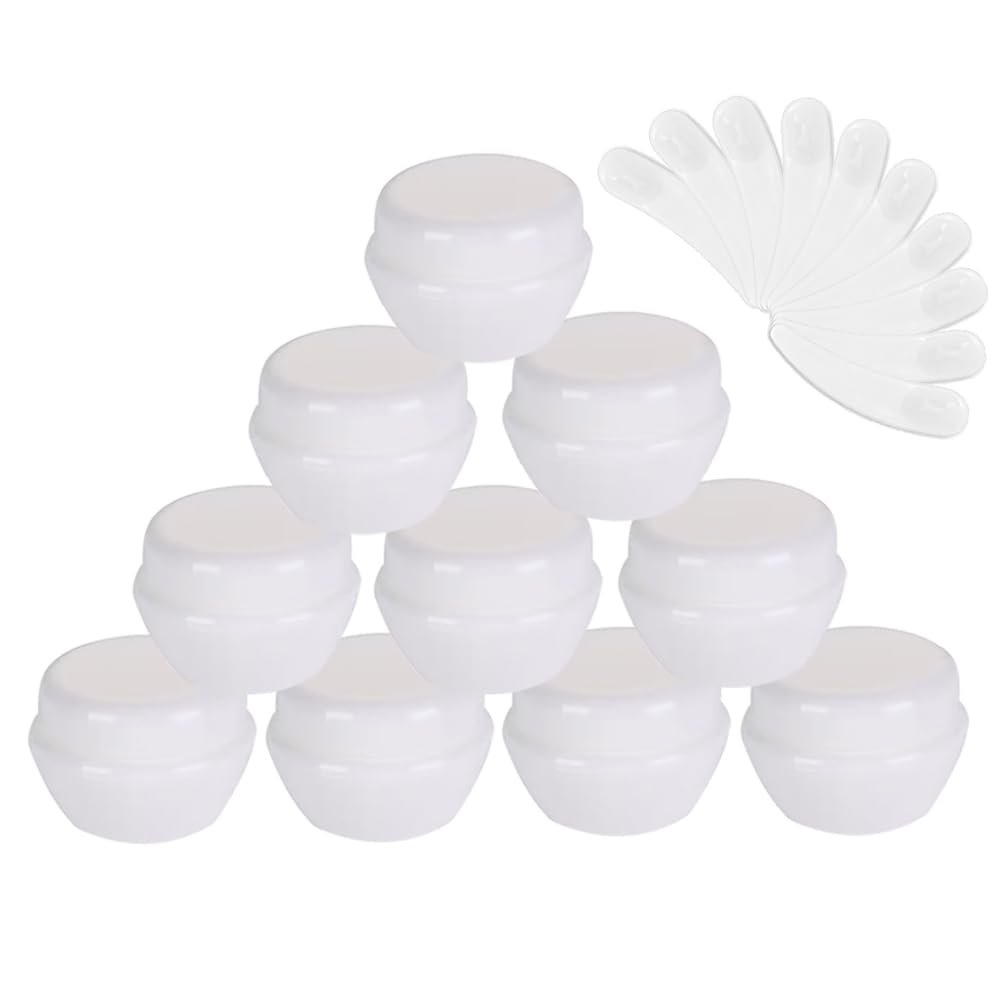 10Packs 30G/30ML Frosted Container Jars with Inner Liner for Scrubs, Oils, Salves, Creams, Lotions, Makeup Cosmetics with Mini Spatulas (white)