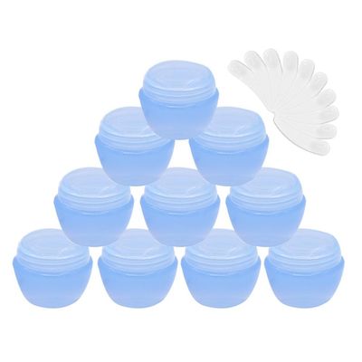10Packs 20G/20ML Frosted Container Jars with Inner Liner for Scrubs, Oils, Salves, Creams, Lotions, Makeup Cosmetics with Mini Spatulas (blue)