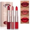 Adurello 2-In-1 Matte Lipstick and Lip Gloss 3Pcs Set Kit Waterproof Long Wear Matte Red Lipstick with Lip Tint Set, Matte Finish (B(10,11,12)) view 1