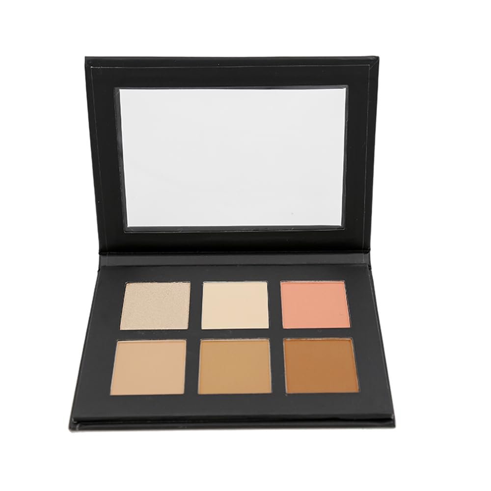 Mesvol 6 Color Contour Powder Kit Foundation Palette Contouring Makeup Kit Highlight Dramatically Sculpt Enhance Features (Medium)