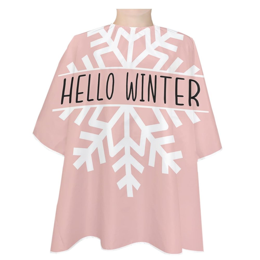 Blush Pink Snowflake Barber Cape - Salon Hair Cutting Cape for Women,Men,Adults,Haircut Cape with Adjustable Elastic Neckline Hairdressing Stylist Cape Gown Accessories Hello Winter Christmas Holiday