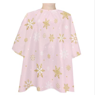 Blush Pink Snowflake Barber Cape - Salon Hair Cutting Cape for Women,Men,Adults,Haircut Cape with Adjustable Elastic Neckline Hairdressing Stylist Cape Accessories Merry Christmas Romantic Gold White