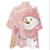 Blush Pink Snowman Barber Cape - Salon Hair Cutting Cape for Women, Men, Kids, Adults, Haircut Cape with Adjustable Elastic Neckline Hairdressing Stylist Cape Gown Accessories Christmas Gold Snowflake view 1