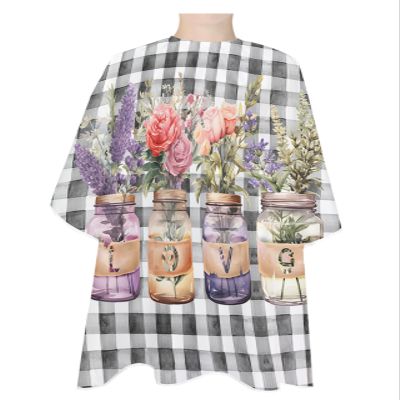 Valentine's Plaid Barber Cape - Salon Hair Cutting Cape for Women,Men,Adults,Haircut Cape with Adjustable Elastic Neckline Hairdressing Stylist Cape Accessories Botanical Lavender Roses Flower Leaves