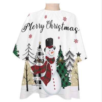 Snowman Barber Cape - Salon Hair Cutting Cape for Women, Men, Kids, Adults, Haircut Cape with Adjustable Elastic Neckline Hairdressing Stylist Cape Gown Accessories Christmas Geometric Pine Tree