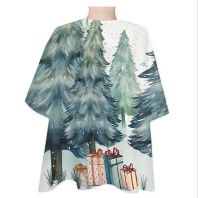 Christmas Tree Barber Cape - Salon Hair Cutting Cape for Women,Men,Adults,Haircut Cape with Adjustable Elastic Neckline Hairdressing Stylist Cape Gown Accessories Forest Snowy Watercolor Pine Gift