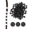 100pcs Hair Braiding Beads Plastics, Hair Beads, Elastic Rubber Bands, for Long-Lasting Large Hole Section for Dreadlocks & Braids, Vintage Hair Jewelry(Black) view 3
