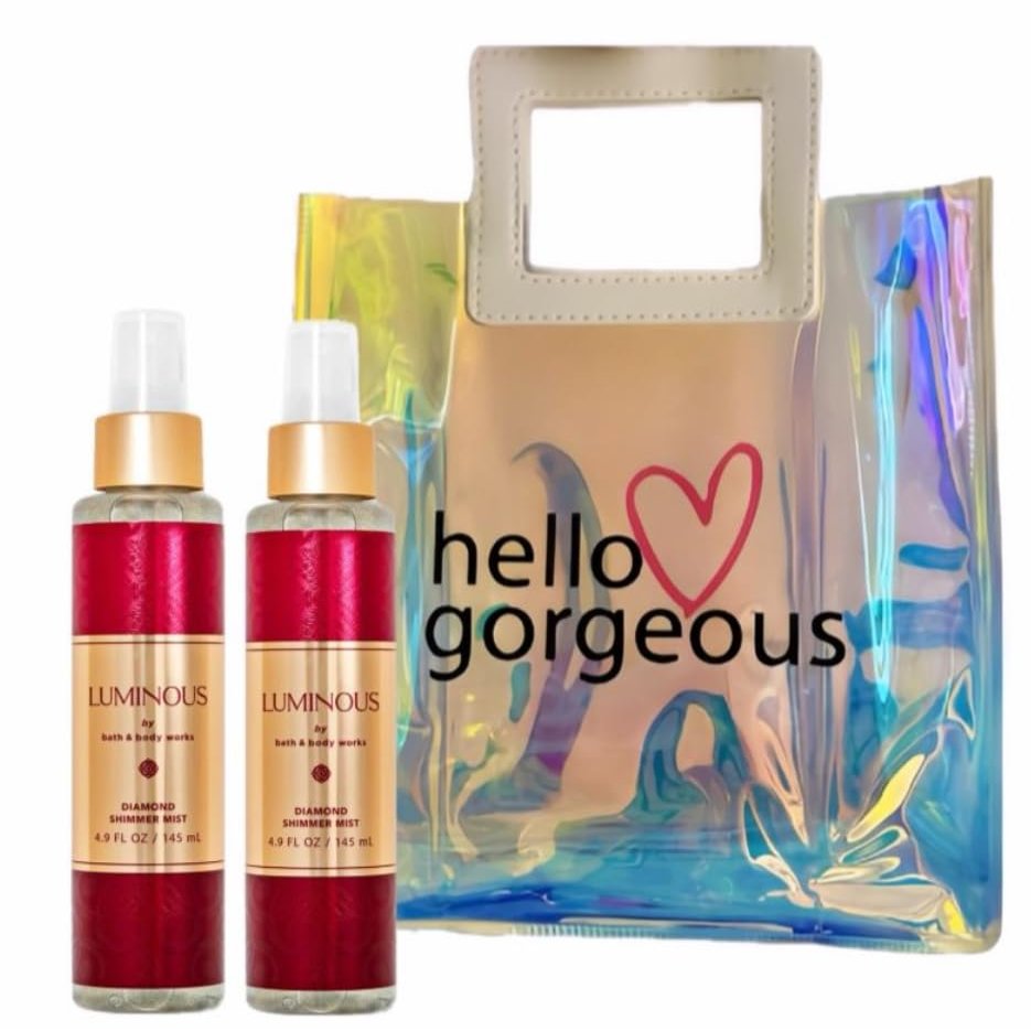 Bath & Body Works - LUMINOUS - 2-Pieces Diamond Shimmer Mist and Hello Gorgeous Gift Bag