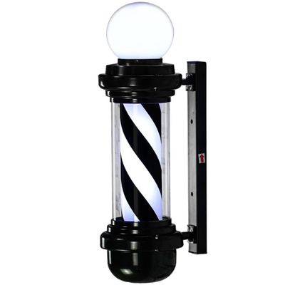 BUNGAA Barber Pole,Barber Pole Light, Vintage Sign Light Stripe Design Roating Salon Wall Hanging Light Lamp for Barber Shop,Black red (Color : Black and White)