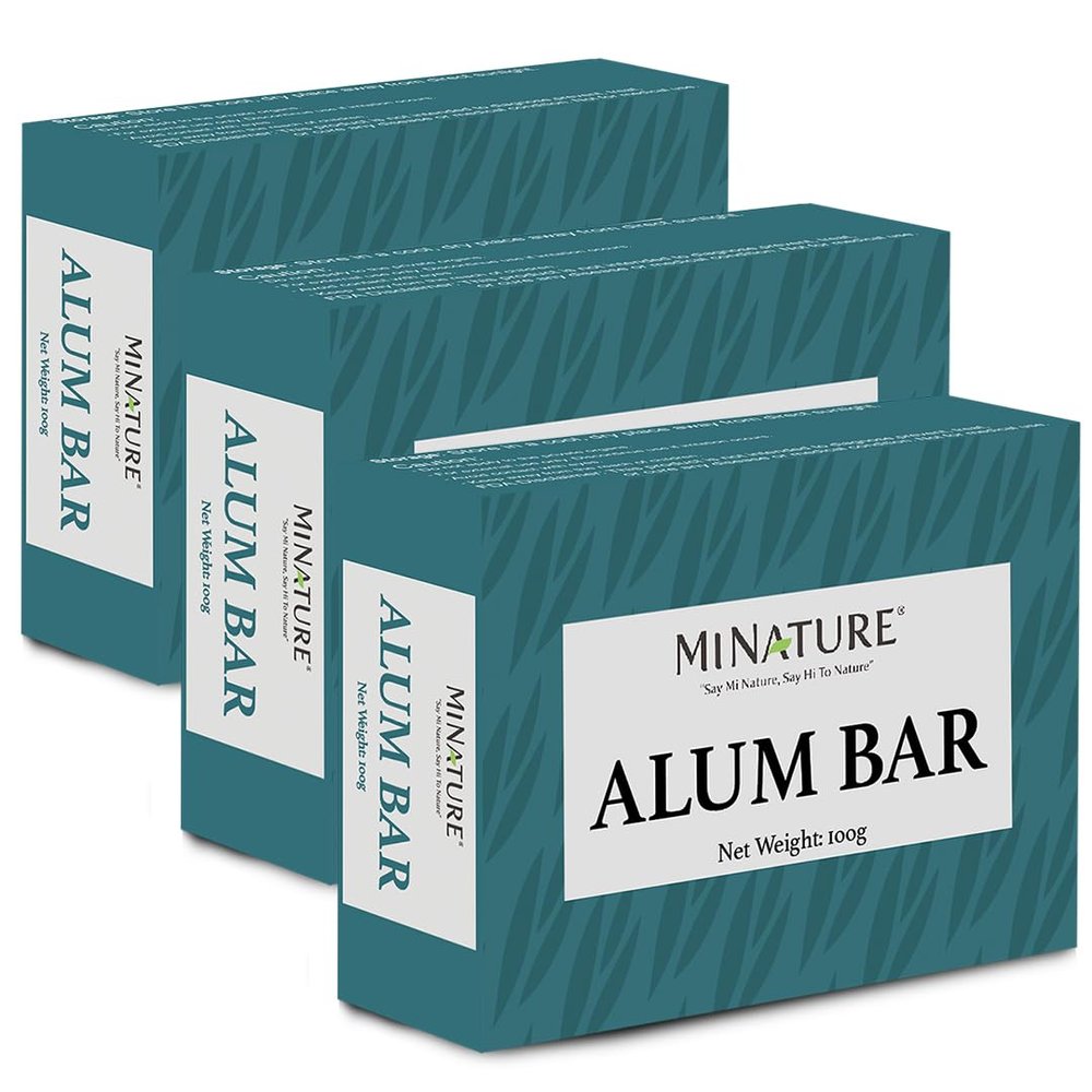 Mi Nature Pure Alum Bar Pack of 3(100g*3)|Natural Phitkari Block |Potassium Alum Stone |Shaving Bar |Skin Astringent |Water Clarifier |Odor Control