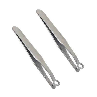 2 Pcs Universal Nose Hair Trimming Tweezers - Stainless Steel Round Tip for Facial Nasal Eyebrow