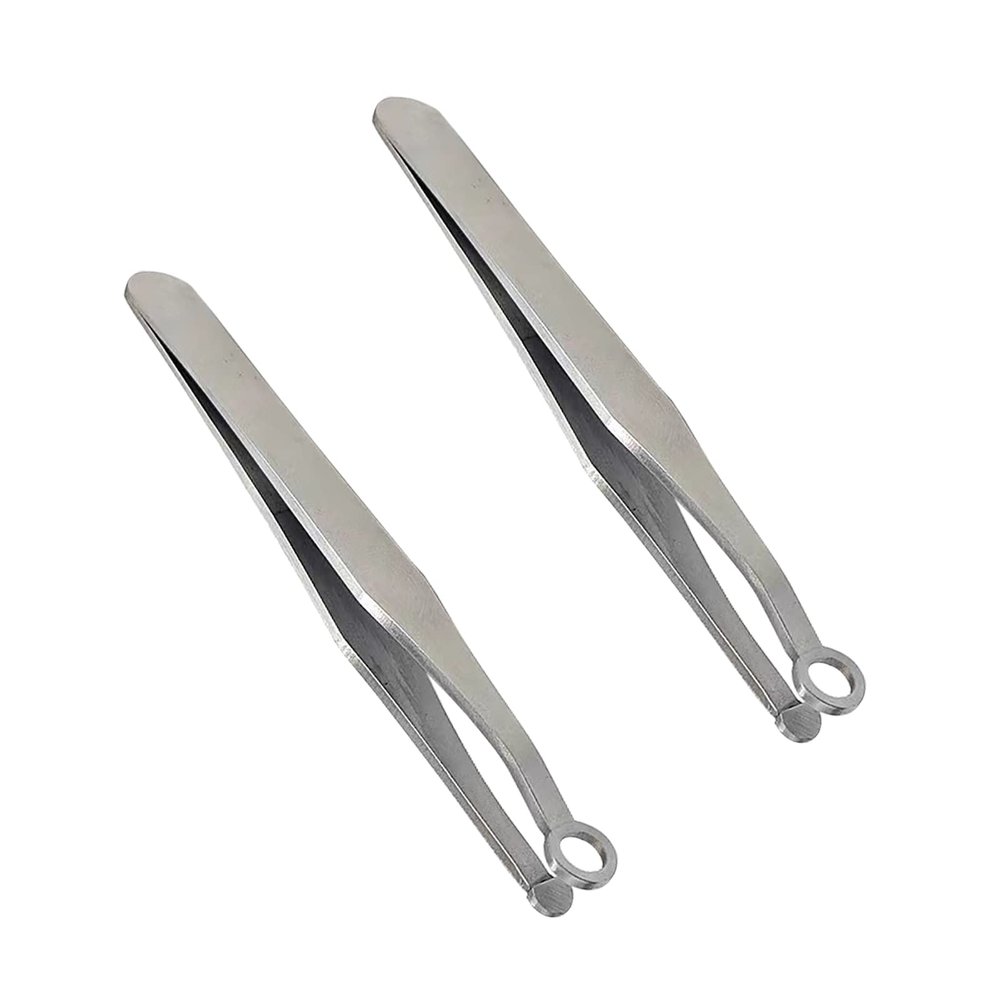 2 Pcs Universal Nose Hair Trimming Tweezers - Stainless Steel Round Tip for Facial Nasal Eyebrow