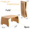 Lyellfe Bamboo Folding Step Stool, Non-Slip Leg Shaving Foot Rest Chair, Foldable One Step Stool for Home, Adults, Support up to 300lbs, Fully Assembled view 3