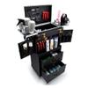 Utility Cart Organizer Storage Trolley Beauty Trolley Cosmetic Case Retro Stylist Brake Wheel Telescopic Handle with Hair Dryer Bracket High Capacity Travel Portable Scissors Kit, Black, 39x25x74cm view 1