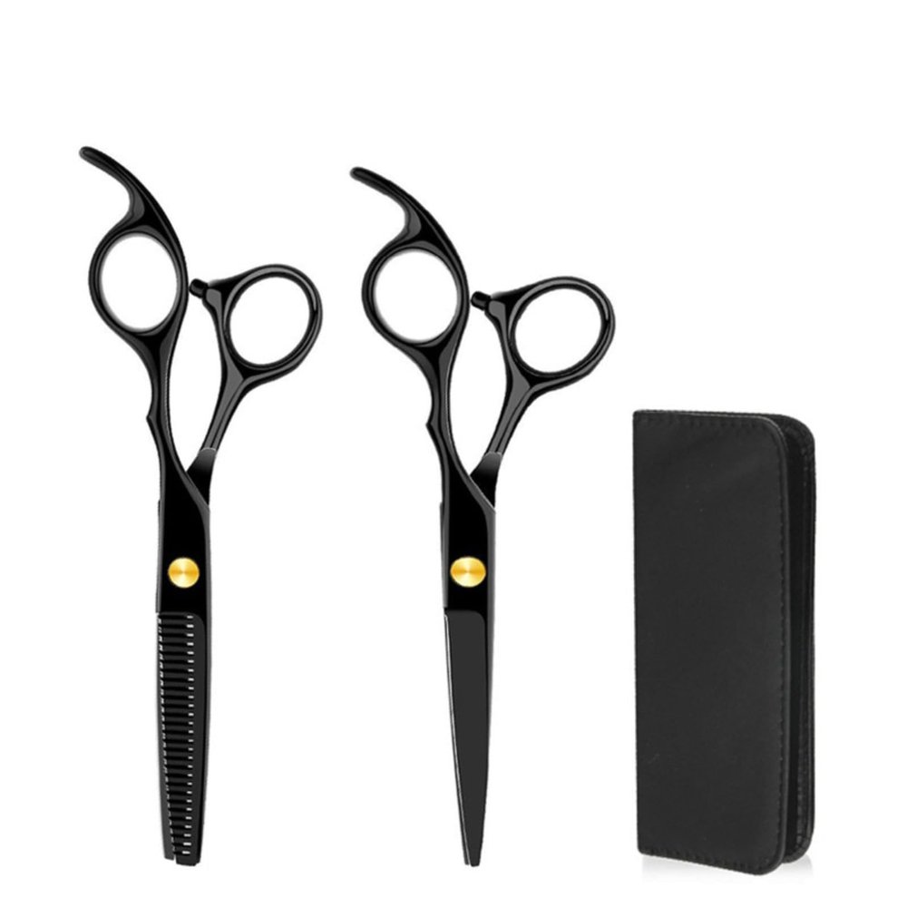 Black Colorful Blue Set Barber Scissors Barber Scissors Barber Scissors Set(Black 3-Piece Set)