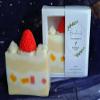 Bath and Body Works - Red Bows and Snowflakes 3-Wick Candle Holder and Strawberry Cake Soap Natural. view 4