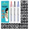 Temporary Tattoo Markers for Skin Paint Pens Kit, 3 Body Markers+ 63 Tattoo Stencils, Flexible Brush Tip, Skin Safe for Art Projects, Drawing for Coloring, Back to School Supplies view 1