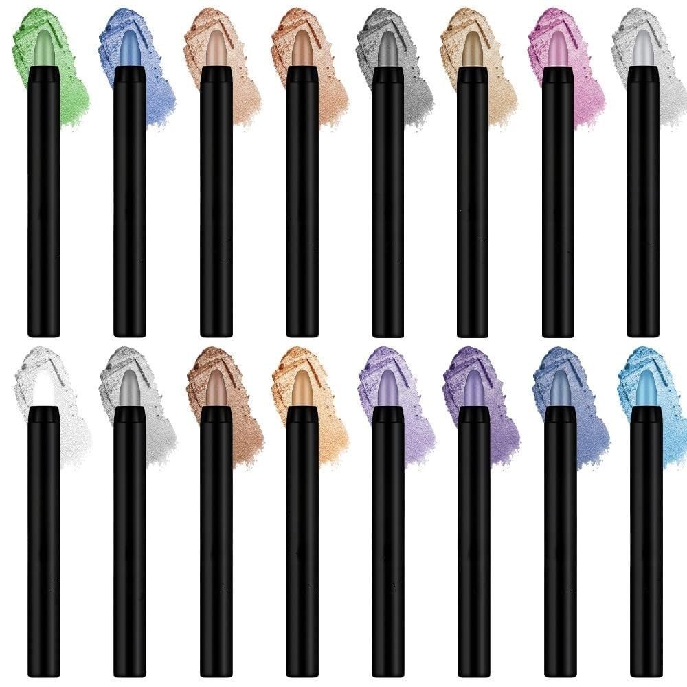 Eye Shadow Sticks Shimmer Cream Eyeshadow Stick 16 Color Highlighter Pencil Waterproof Glitter Eye Shadow Eyeliner Pen, Blendable Eyes Makeup, Vegan & Cruelty-Free (Color : Light Khaki)