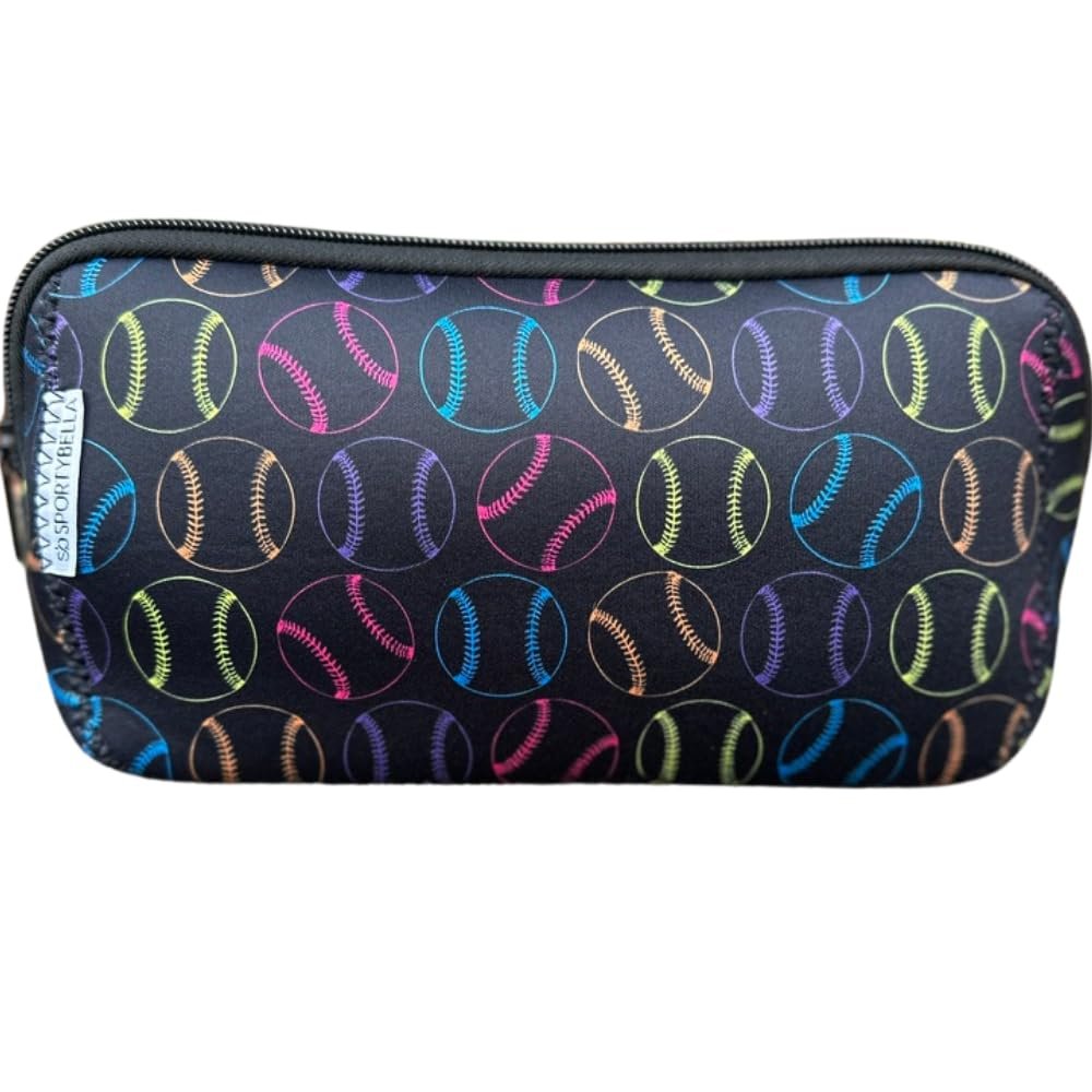 Sportybella Softball Gifts for Players, Waterproof Makeup and Sports Toiletry Bag with Softball Theme, Travel Organizer for Women, Teens, Girls, and Teams