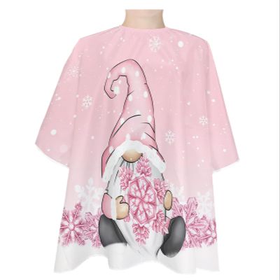 Christmas Barber Cape - Salon Hair Cutting Cape for Women,Men,Kids,Adults,Haircut Cape with Adjustable Elastic Neckline Hairdressing Stylist Cape Gown Accessories Blush Pink Gnomes Winter Snowflake