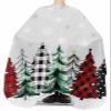 Christmas Barber Cape - Salon Hair Cutting Cape for Women,Men,Kids,Adults,Haircut Cape with Adjustable Elastic Neckline Hairdressing Stylist Cape Gown Accessories Plaid Pine Tree Red Green Dots Grey view 3