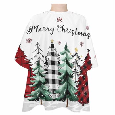 Buffalo Plaid Tree Barber Cape - Salon Hair Cutting Cape for Women,Men,Adults,Haircut Cape with Adjustable Elastic Neckline Hairdressing Stylist Cape Gown Accessories Christmas Red Green Black Dots