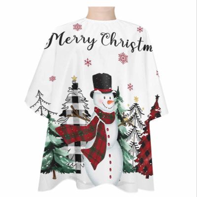 Christmas Snowman Barber Cape - Salon Hair Cutting Cape for Women,Men,Kids,Adults,Haircut Cape with Adjustable Elastic Neckline Hairdressing Stylist Cape Gown Accessories Red Black Buffalo Plaid Tree