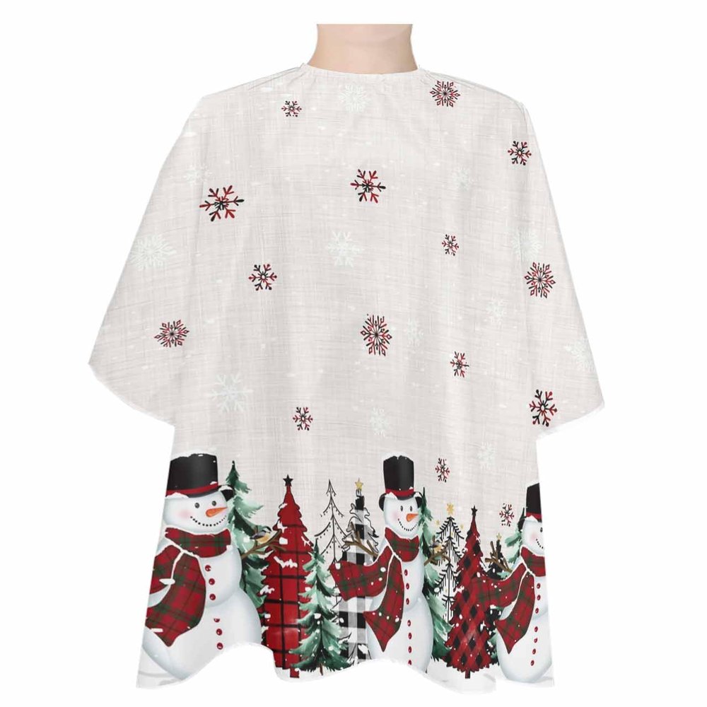 Snowman Barber Cape - Salon Hair Cutting Cape for Women,Men,Kids,Adults,Haircut Cape with Adjustable Elastic Neckline Hairdressing Stylist Cape Gown Accessories Snowflake Christmas Red Buffalo Plaid