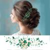 inSowni 7 Pieces Vintage Party Prom Wedding Bridal Emerald Green Beads Crystal Hair Side Combs+Rhinestone U-shaped Hair Pins Headpieces for Brides Bridesmaids Women Girls view 4
