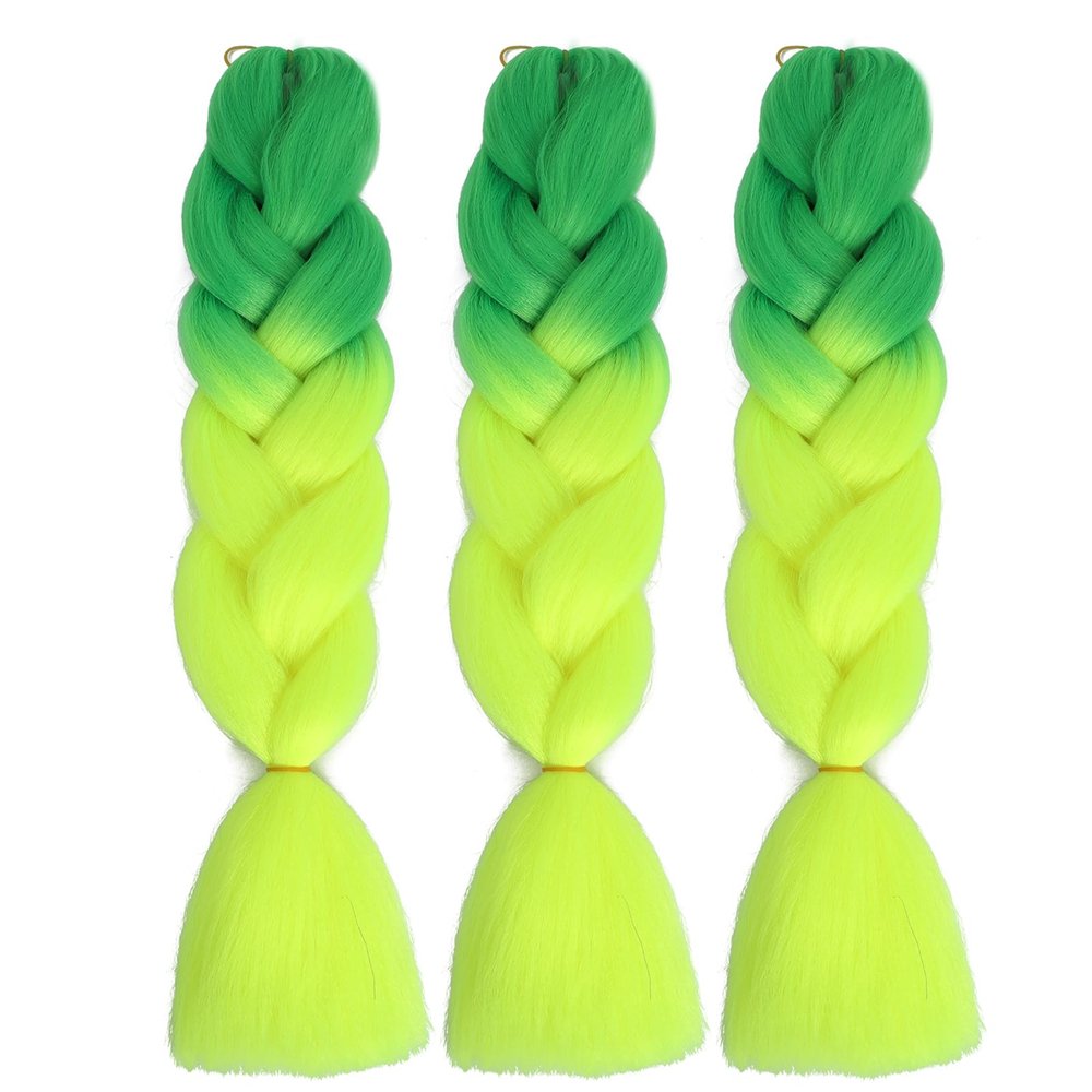 Herina Braiding Hair Extensions Colored Green Ombre Braiding Hair Fake Braids In Hair Extensions 3pcs Green Braiding Hair For Women(3pcs/pack)