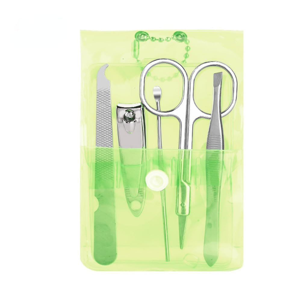 5pcst Stainless Steel Nail Clippers Set Nail Pedicure Nail Clipper Tool Nail Supplies and Manicure Tools,green