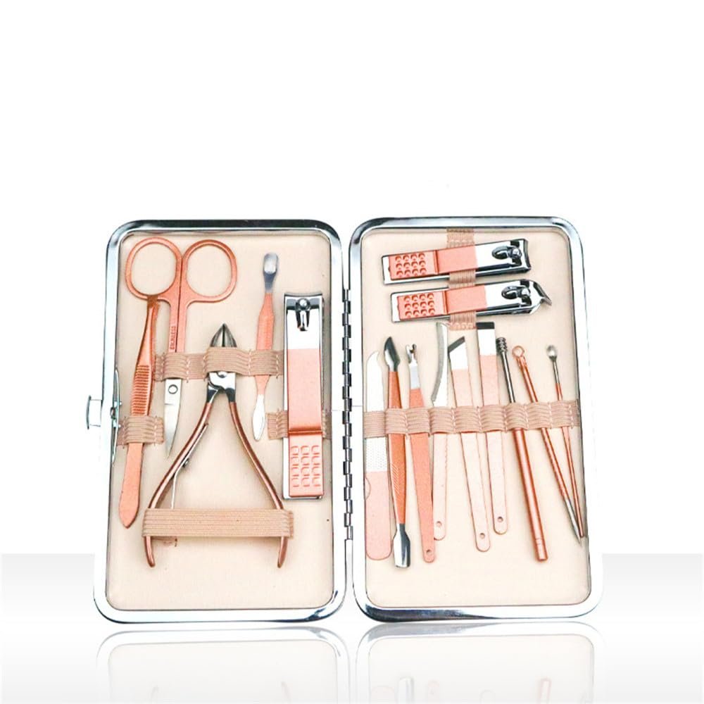 7/10/12/16/18pcs Portable Manicure Sets Pedicure Kits Nail Clipper Stainless Steel Personal Care Tools Clean Groom Dead,16PCS