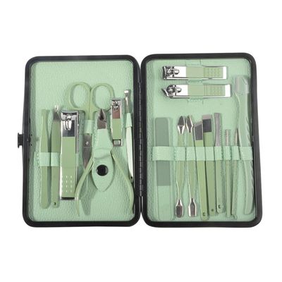 18Pcs/box Manicure Cutters Pink Nail Clipper Set Household Stainless Steel Ear Spoon Nail Clippers Pedicure Nail Scissors Tool,green,A
