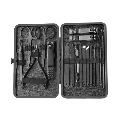18Pcs/box Manicure Cutters Pink Nail Clipper Set Household Stainless Steel Ear Spoon Nail Clippers Pedicure Nail Scissors Tool,Black,A