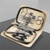 Manicure Set Grey Full Grain Leather Nail Clipper Kits Stainless Scissors,Grey view 1
