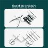 Manicure Set Grey Full Grain Leather Nail Clipper Kits Stainless Scissors,Grey view 3