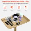 TASALON Premium Salon Tray on Wheels, Aluminum Salon Rolling Tray Trolley for Salon Essentials, Adjustable Height Provides Ample Storage for Hairstylist Tray, Tattoo Tray and Clinic Tray Use - Gloden view 4
