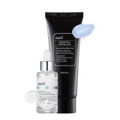 [DearKlairs] SKin Trouble Mark Care Duo Set, Midnight Calming Blue Cream + Freshly Juiced Vitamin Drop, facial cream, vitamin c serum