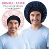 2pcs Bonnet for Men, Bonnets for Women, Satin Silk Hair Bonnet for Sleeping, Reversible Double Layer Wide Band Sleep Cap for Curly Hair Braids view 3