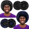 2pcs Bonnet for Men, Bonnets for Women, Satin Silk Hair Bonnet for Sleeping, Reversible Double Layer Wide Band Sleep Cap for Curly Hair Braids view 1
