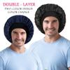 2pcs Bonnet for Men, Bonnets for Women, Satin Silk Hair Bonnet for Sleeping, Reversible Double Layer Wide Band Sleep Cap for Curly Hair Braids view 3