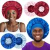 2pcs Bonnet for Men, Bonnets for Women, Satin Silk Hair Bonnet for Sleeping, Reversible Double Layer Wide Band Sleep Cap for Curly Hair Braids view 1