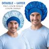 2pcs Bonnet for Men, Bonnets for Women, Satin Silk Hair Bonnet for Sleeping, Reversible Double Layer Wide Band Sleep Cap for Curly Hair Braids view 3
