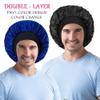 2pcs Bonnet for Men, Bonnets for Women, Satin Silk Hair Bonnet for Sleeping, Reversible Double Layer Wide Band Sleep Cap for Curly Hair Braids view 3