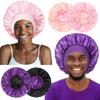 2pcs Bonnet for Men, Bonnets for Women, Satin Silk Hair Bonnet for Sleeping, Reversible Double Layer Wide Band Sleep Cap for Curly Hair Braids view 1