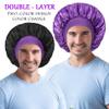 2pcs Bonnet for Men, Bonnets for Women, Satin Silk Hair Bonnet for Sleeping, Reversible Double Layer Wide Band Sleep Cap for Curly Hair Braids view 3
