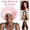 2pcs Bonnet for Men, Bonnets for Women, Satin Silk Hair Bonnet for Sleeping, Reversible Double Layer Wide Band Sleep Cap for Curly Hair Braids view 4