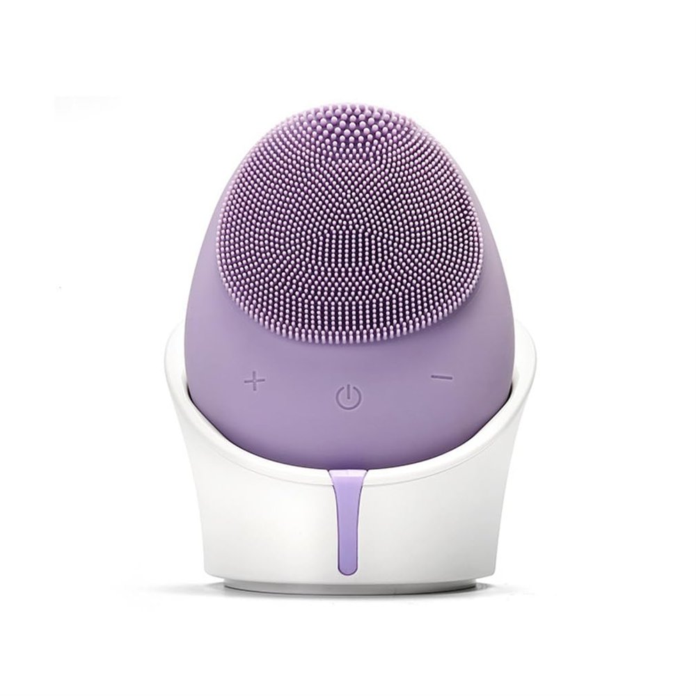 DAUTAI Face Scrubber Exfoliator, Facial Massager Brush, Pore Deep Cleansing Silicone High Density Soft Bristles, for Exfoliating, Massaging Deep Cleansing,Purple