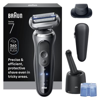 Braun Electric Shaver for Men, Series 7 7171cc, Wet & Dry Shave, Turbo & Gentle Shaving Modes, Waterproof Foil Shaver with Precision Trimmer, Space Grey, Holiday Gifts for Men
