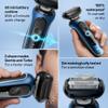 Braun Electric Shaver for Men, Series 6 6120s, Wet & Dry Shave, Turbo & Gentle Shaving Modes, with Precision Trimmer & Pouch, Blue view 3